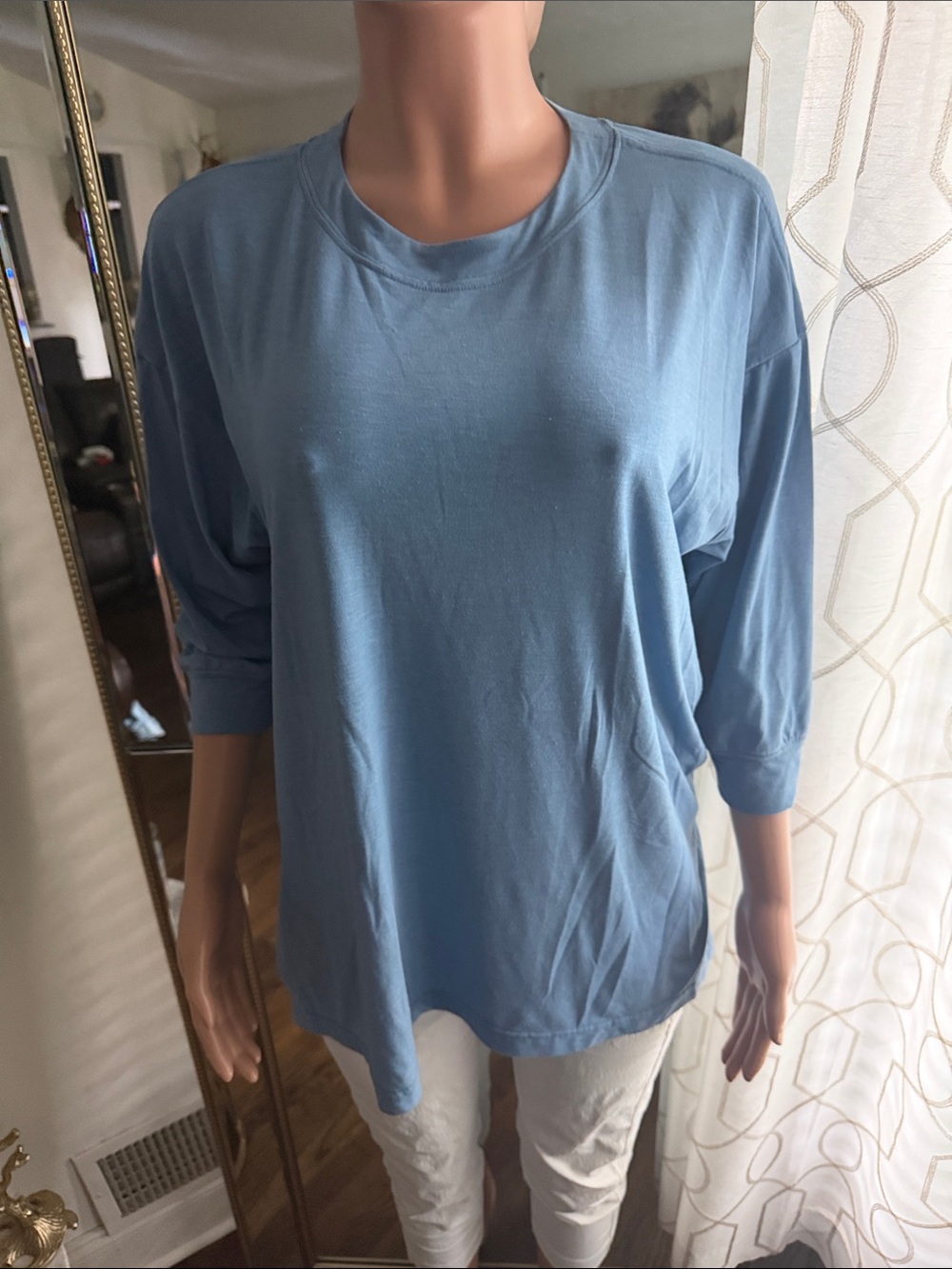 Casual Blue Women's Long Sleeve Top